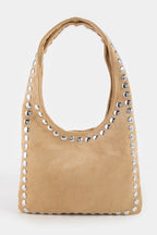 KHAKI TOTE BAG WITH STUDS