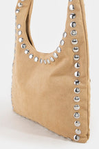 KHAKI TOTE BAG WITH STUDS