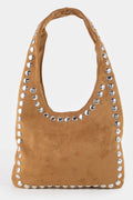 BROWN TOTE BAG WITH STUDS
