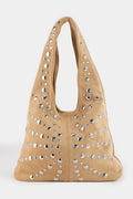 KHAKI FRONT STUD TOTE BAG