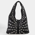 BLACK FRONT STUD TOTE BAG