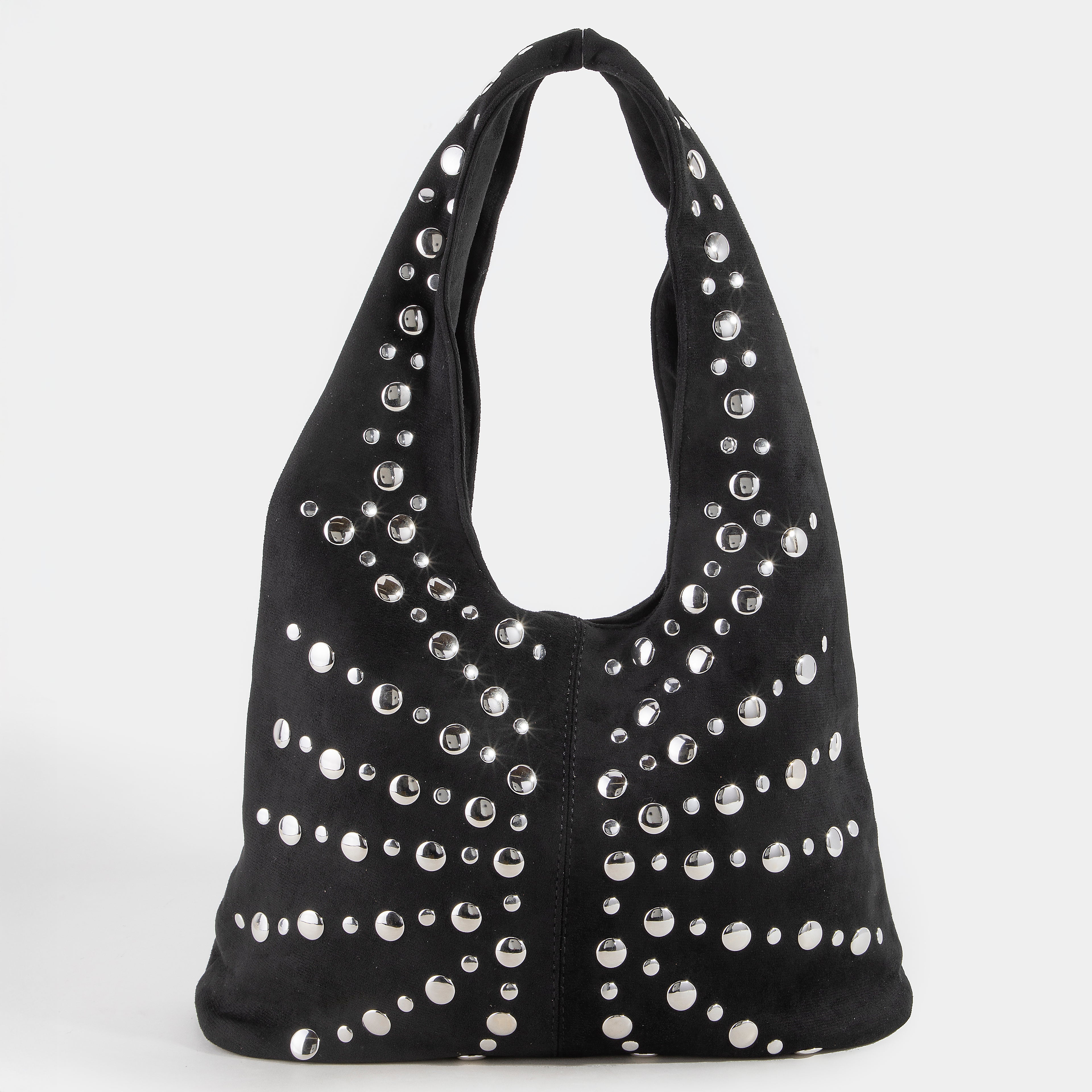 BLACK FRONT STUD TOTE BAG