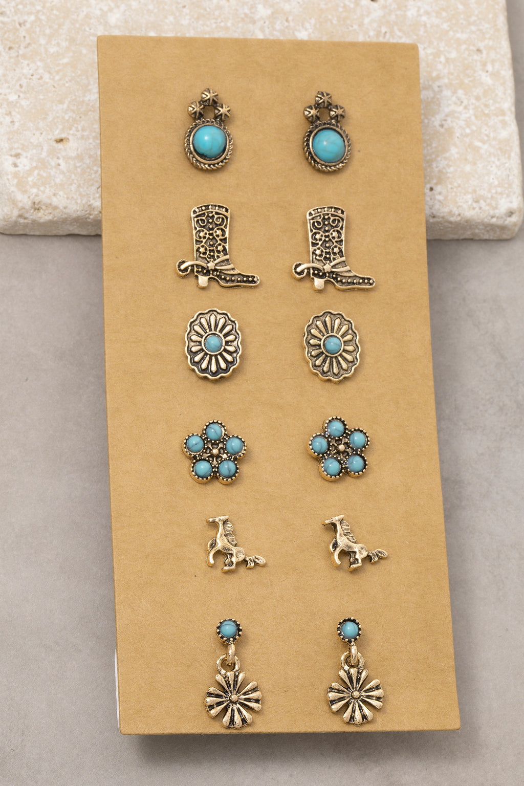 GOLD WESTERN SET EARRINGS