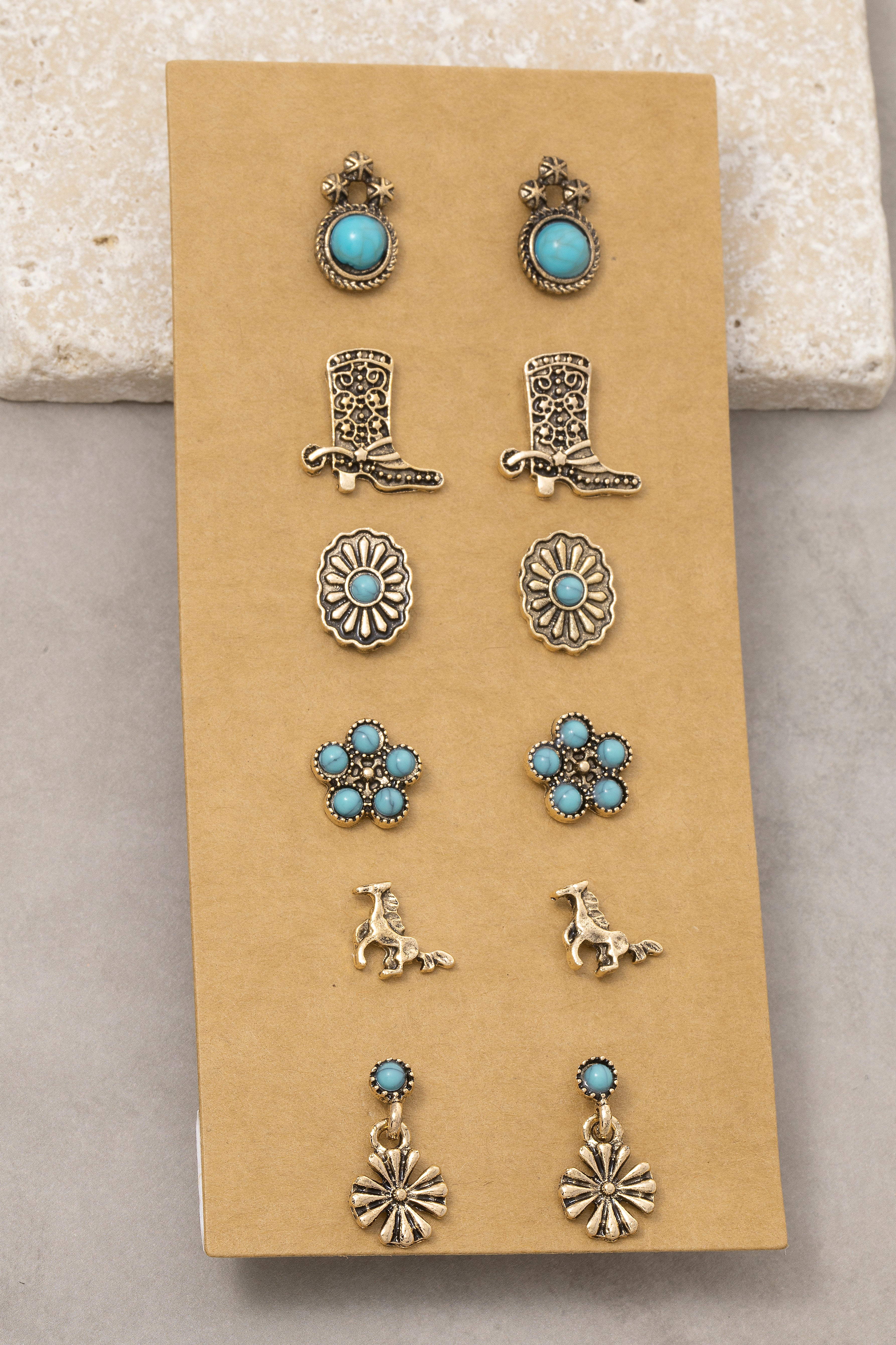 GOLD WESTERN SET EARRINGS