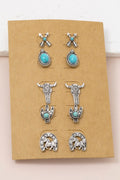 SILVER WESTERN 5 SET EARRINGS