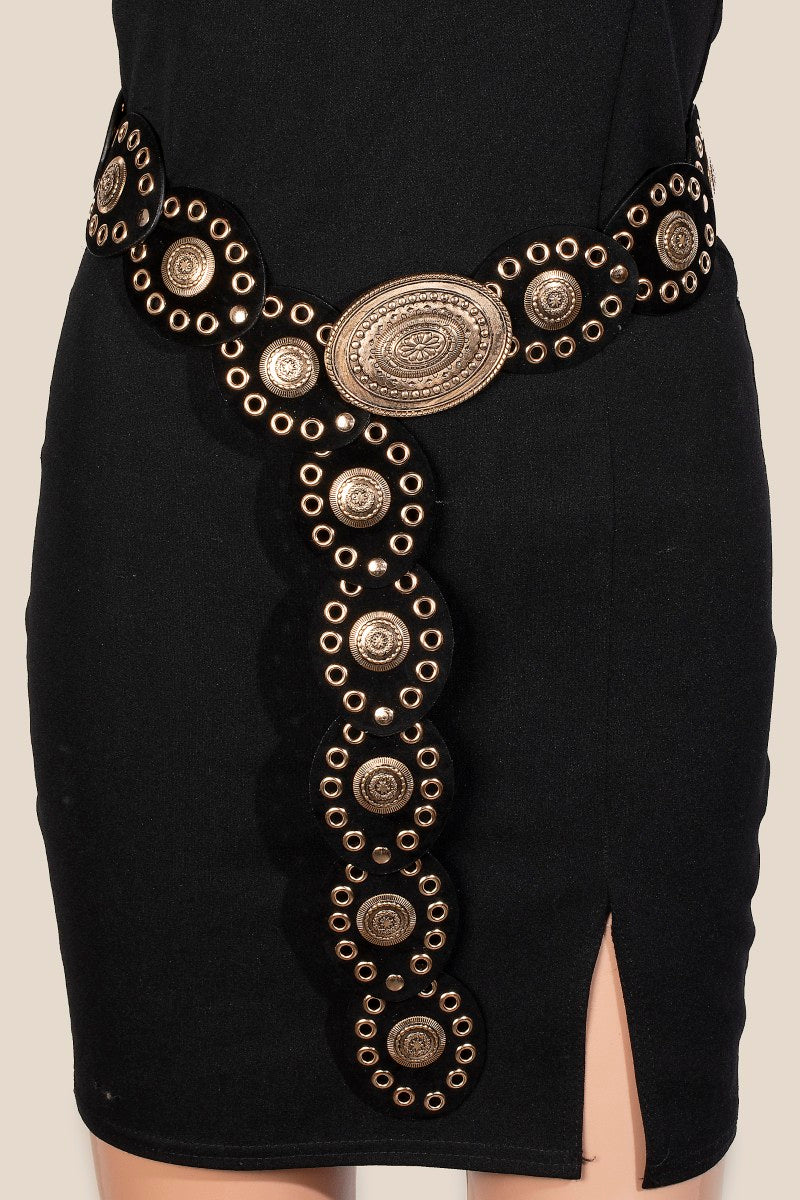 GOLD BLACK OVAL DISK BELT