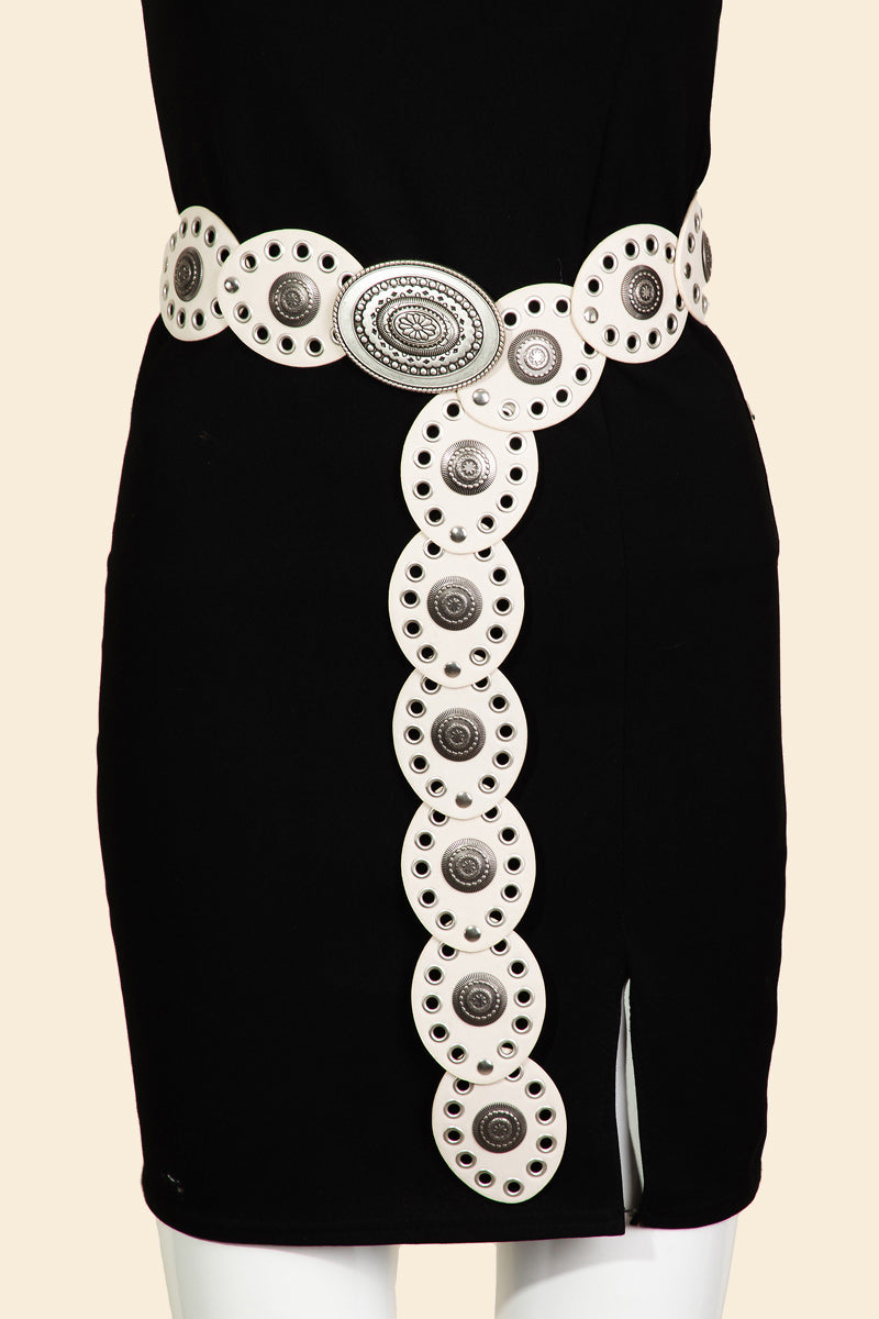SILVER WHITE OVAL DISK BELT