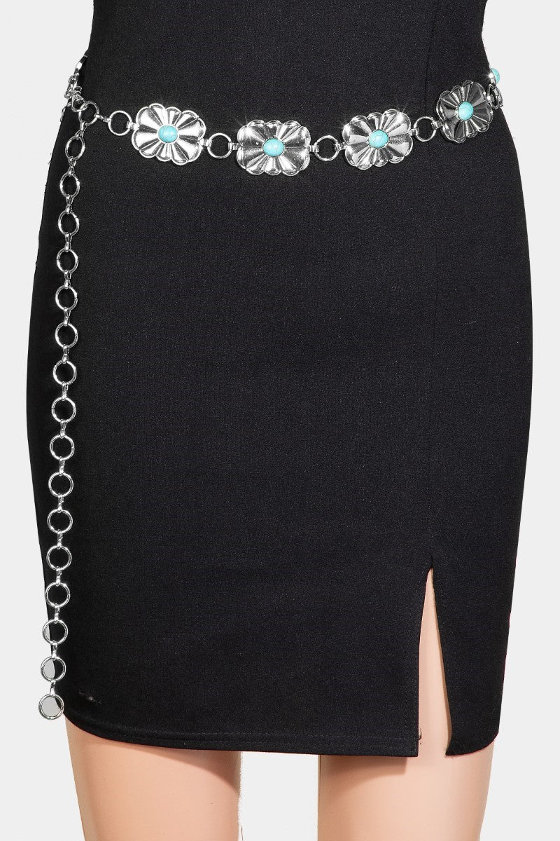 Silver Western Concho Chain Belt