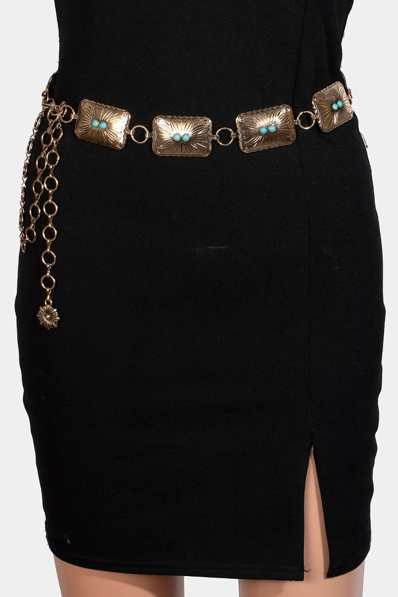 Gold Western Concho Chain Belt