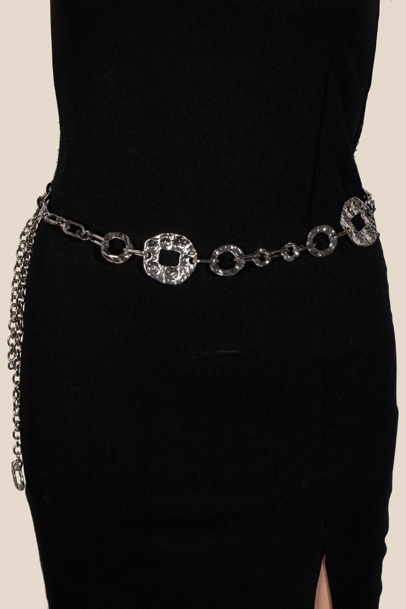 Silver Hammered Chain Belt