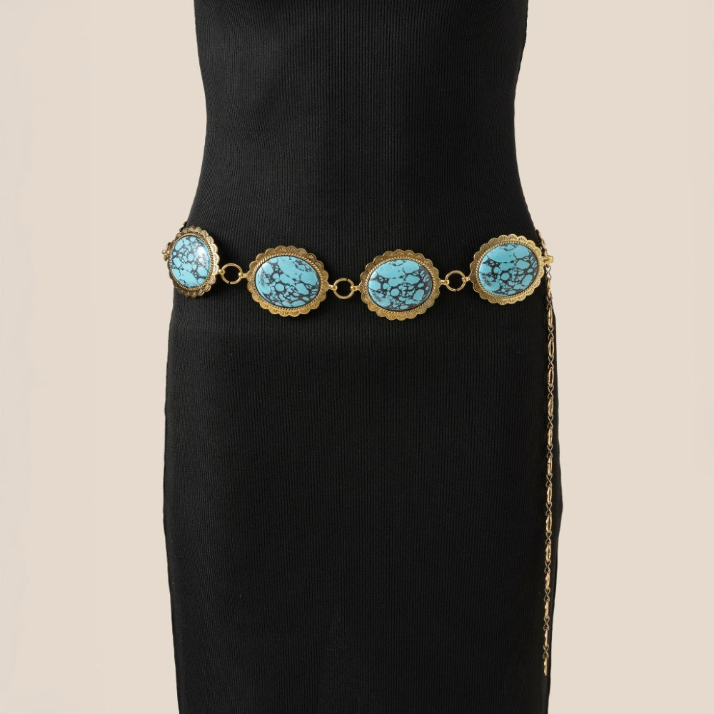 Gold Western Concho Chain Belt