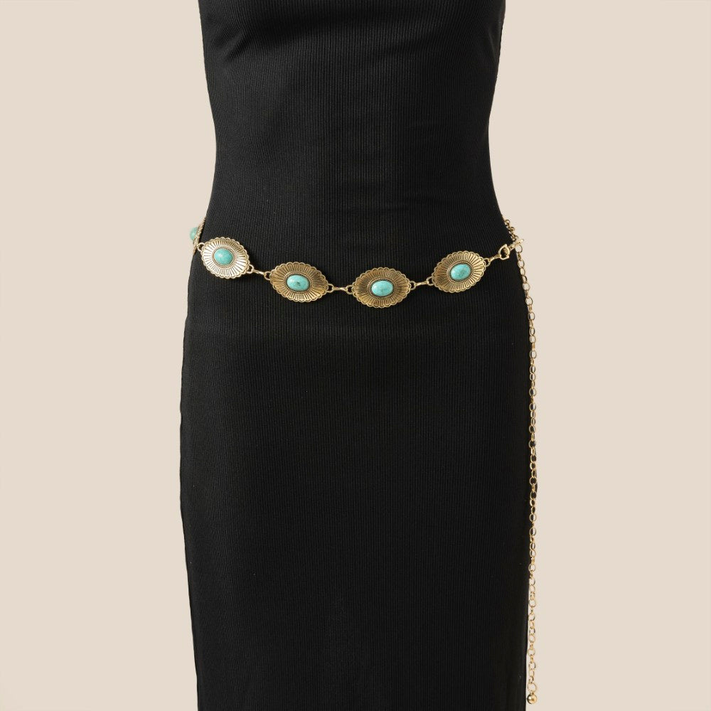 Gold Western Concho Chain Belt