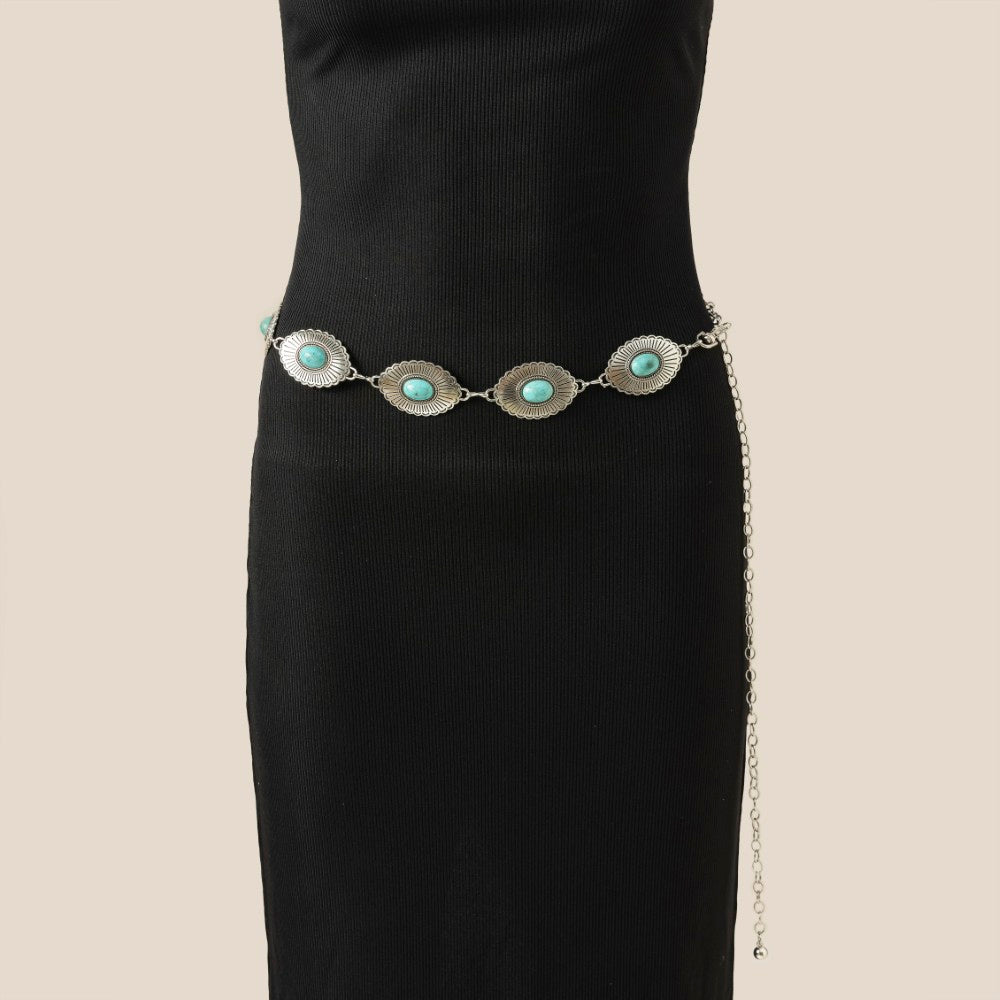 Silver Western Concho Chain Belt