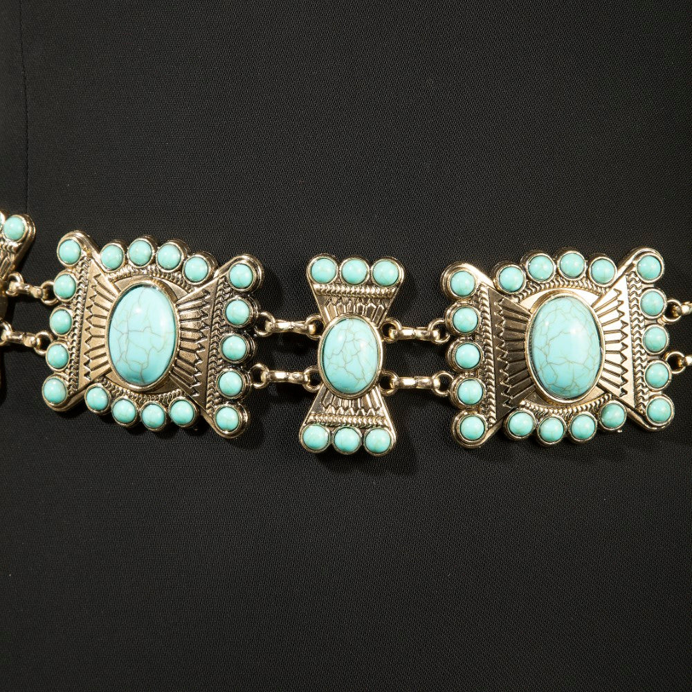 Gold Turquoise Western Concho Chain Belt (Copy) (Copy)