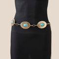 Gold Oval Turquoise Western Concho Chain Belt