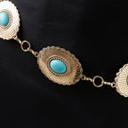 Gold Oval Turquoise Western Concho Chain Belt