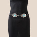 Silver Oval Turquoise Western Concho Chain Belt