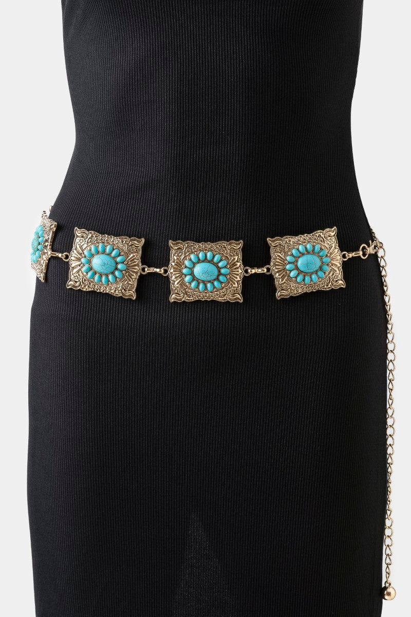 GOLD SQUARE CONCHO CHAIN BELT
