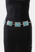SILVER SQUARE CONCHO CHAIN BELT