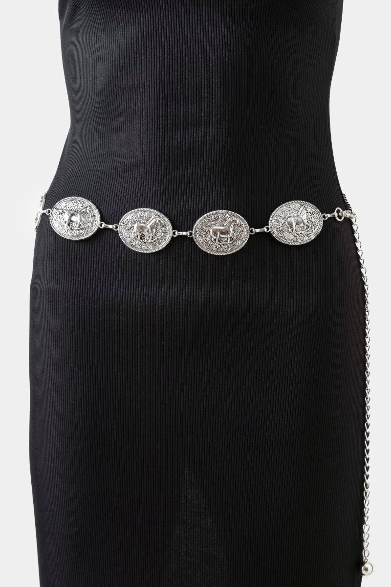 SILVER HORSE CHAIN BELT