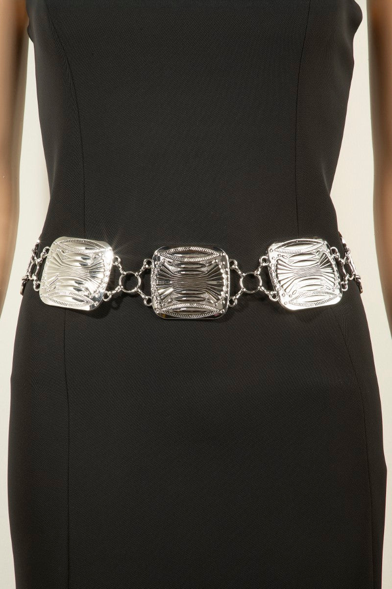 LARGE SILVER SQUARE CHAIN BELT