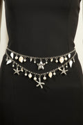 SILVER LAYERED SHELLS CHAIN BELT