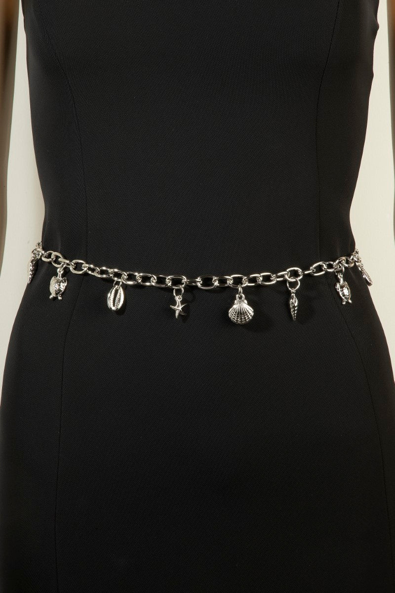 SILVER SHELLS CHAIN BELT