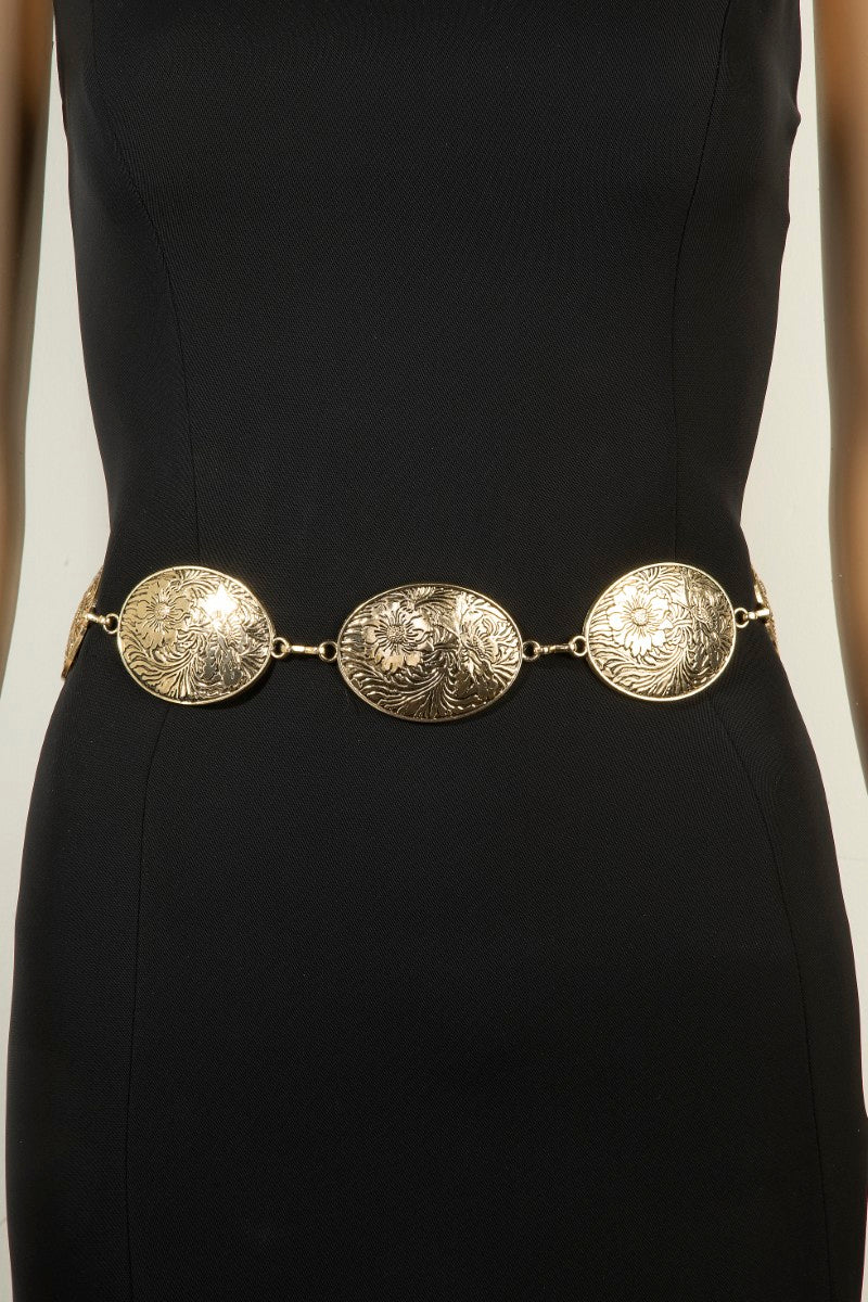 GOLD OVAL CONCHO CHAIN BELT