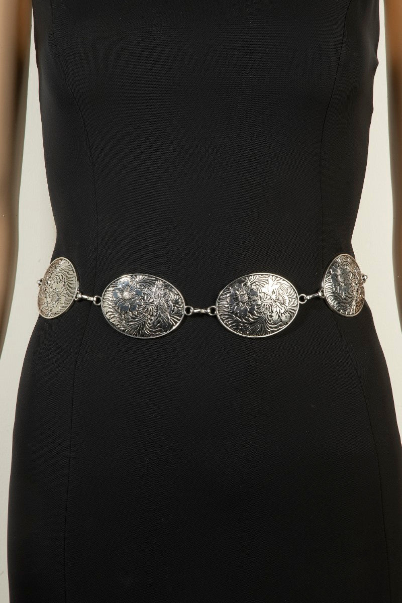 SILVE OVAL CONCHO CHAIN BELT