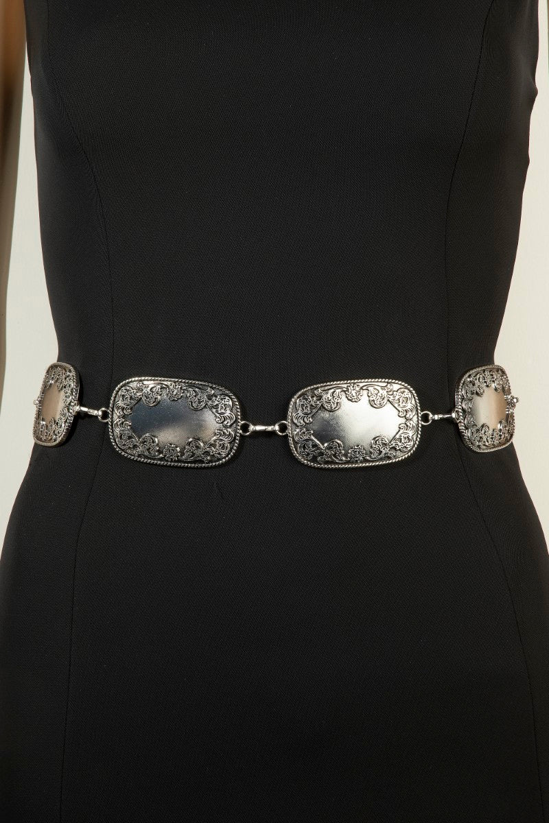 SILVER RECTANGLE CHAIN BELT