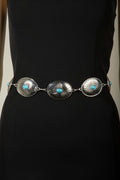 SILVER TURQUIOSE CONCHO CHAIN BELT