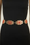 GOLD RED CONCHO CHAIN BELT
