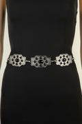 SILVER BLACK CONCHO CHAIN BELT