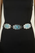 SILVER TURQUIOSE CONCHO CHAIN BELT