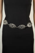 SILVER BLACK CONCHO CHAIN BELT