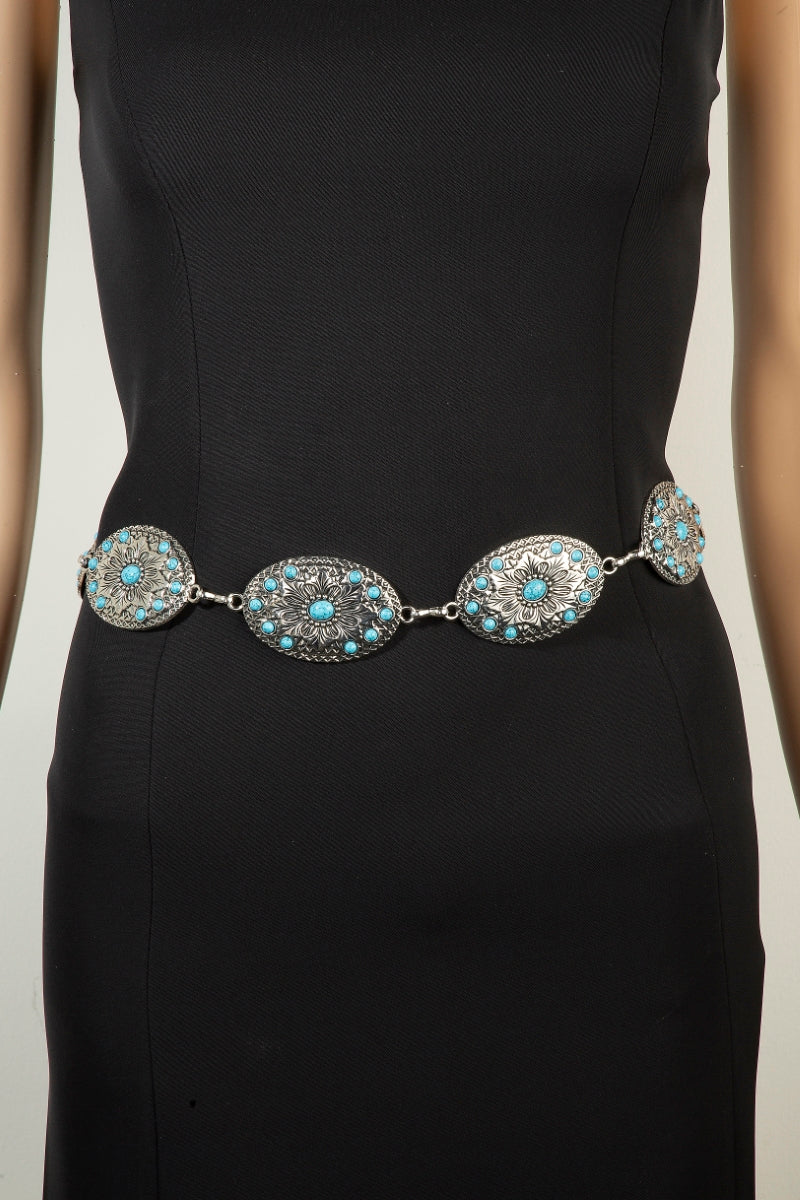 SILVER CONCHO CHAIN BELT