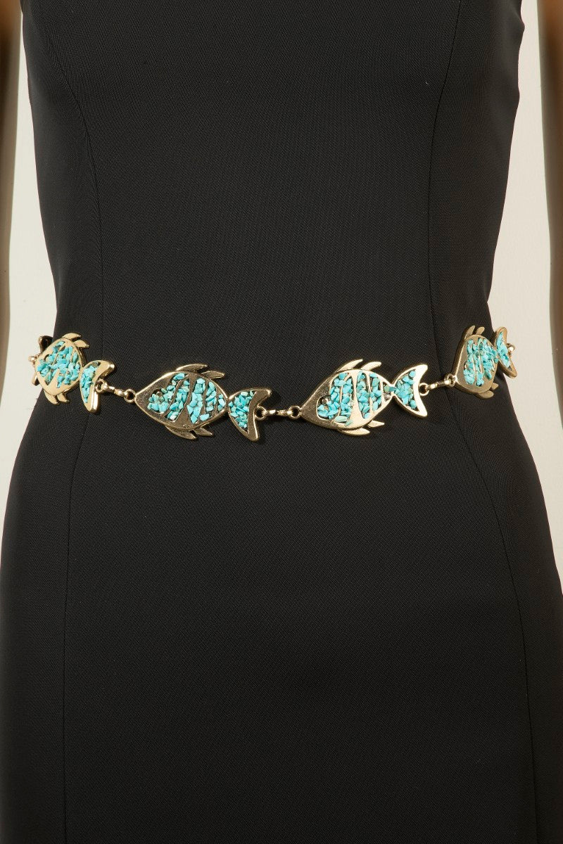 GOLD BEAD FISH CHAIN BELT