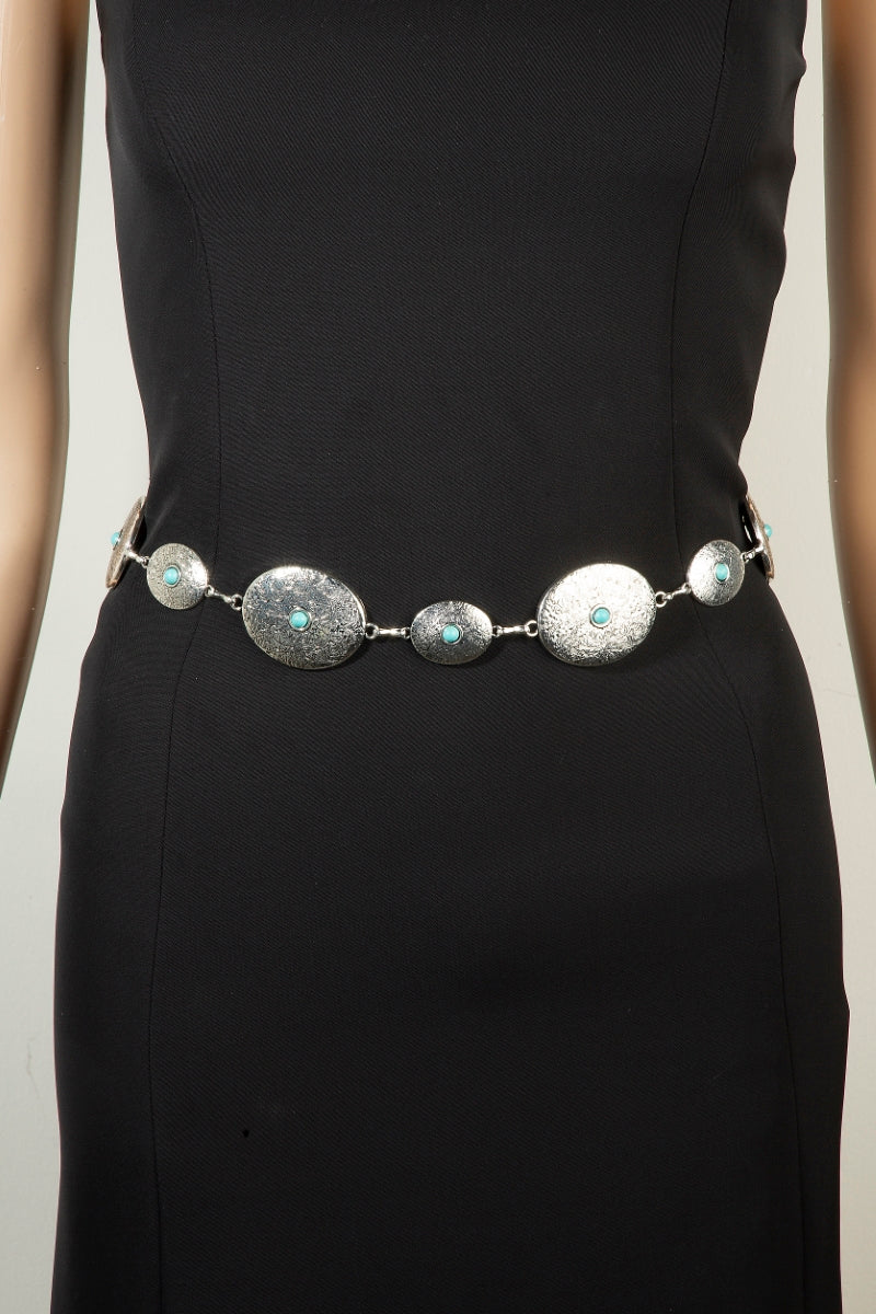 SILVER CONCHO CHAIN BELT