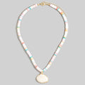 MULTI COLOR BEAD NECKLACE WITH SHELL PENDANT