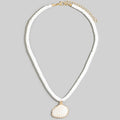 WHITE BEAD NECKLACE WITH SHELL PENDANT