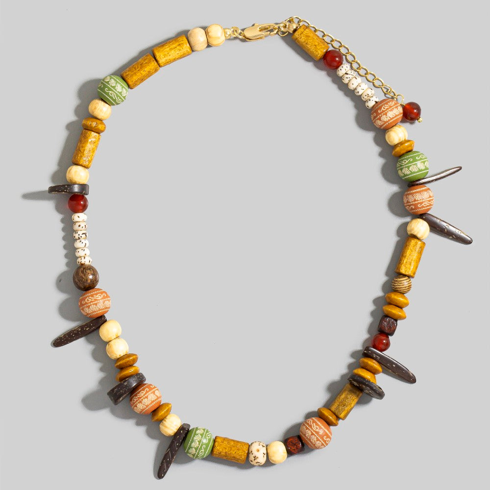BROWN COLORFUL BEAD NECKLACE