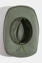 OLIVE COWBOY HAT WITH ROUND CHAIN