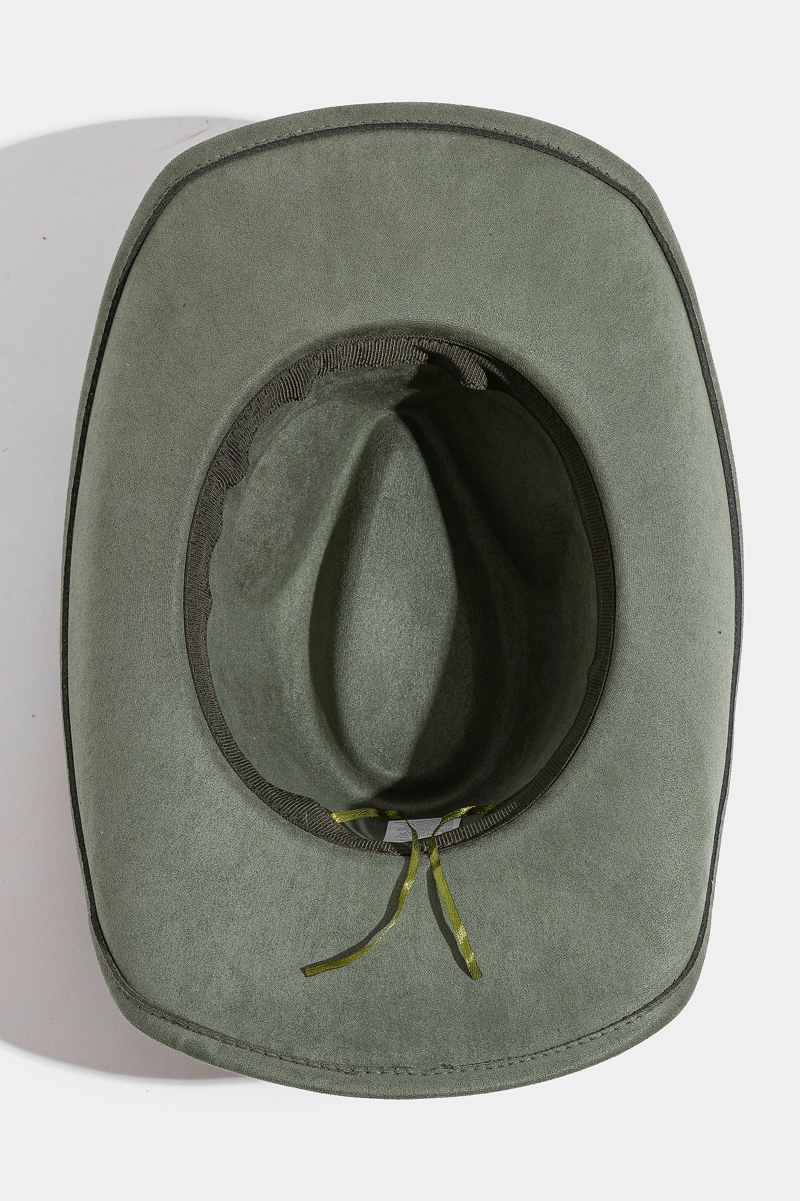 OLIVE COWBOY HAT WITH ROUND CHAIN