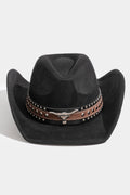 BLACK COWBOY HAT WITH LONGHORN