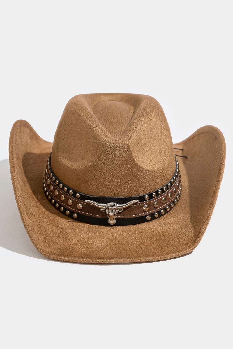 BROWN COWBOY HAT WITH LONGHORN
