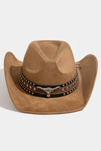 BROWN COWBOY HAT WITH LONGHORN