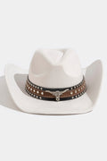 IVORY COWBOY HAT WITH LONGHORN
