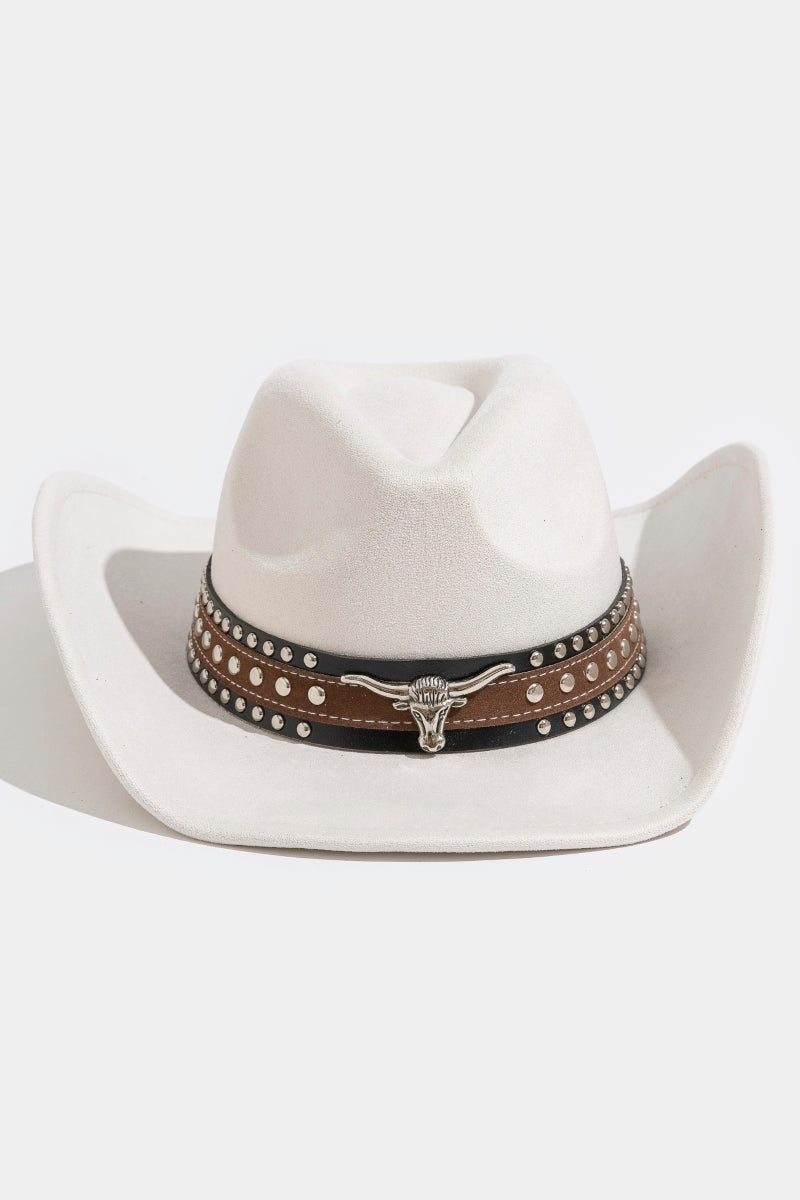 IVORY COWBOY HAT WITH LONGHORN