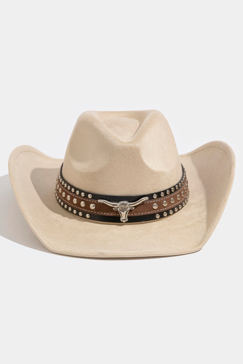 TAUPE COWBOY HAT WITH LONGHORN