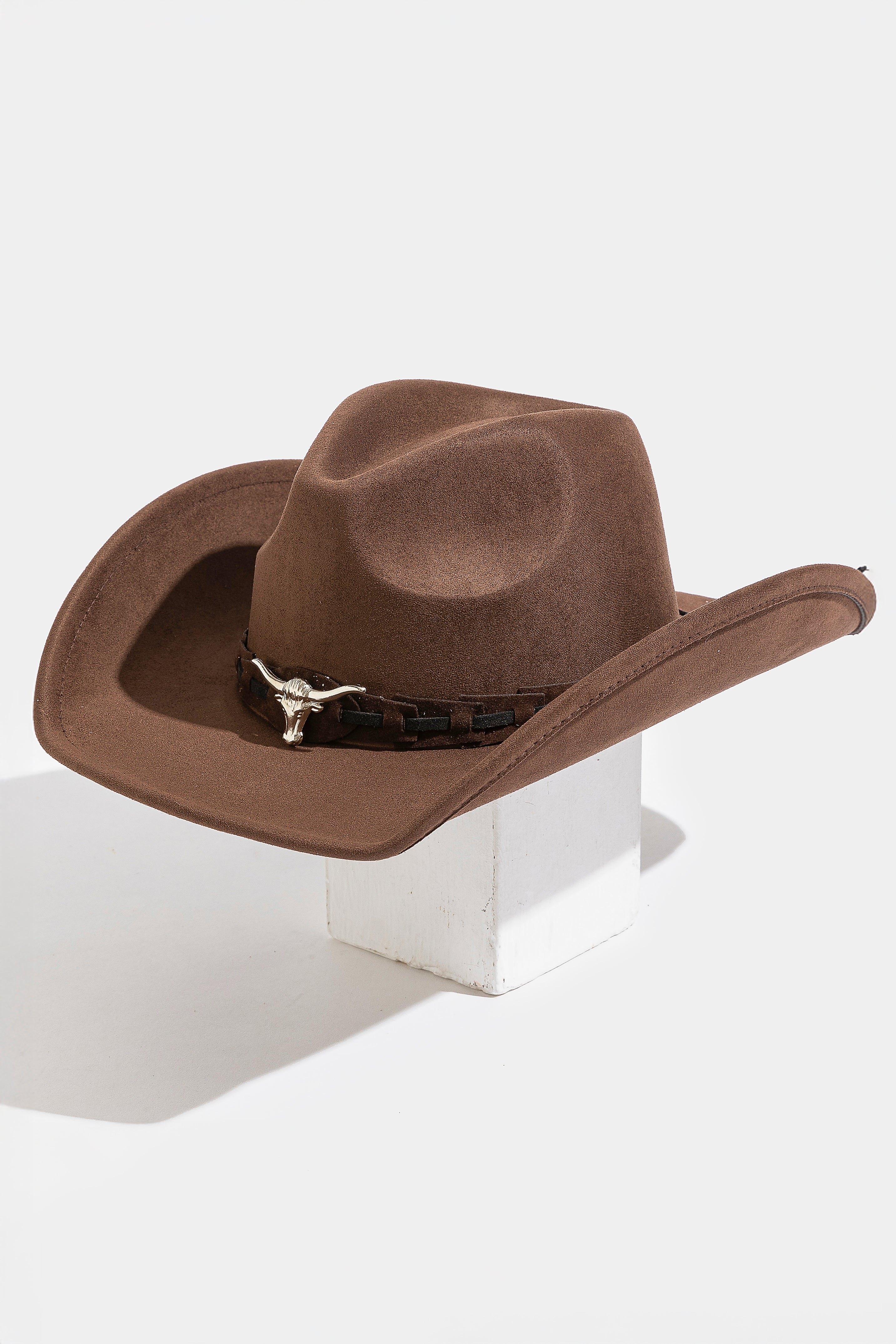 CHOCOLATE COWBOY HAT WITH LONGHORN BAND